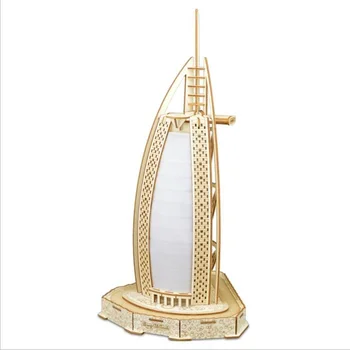 

Woodcraft assembly kit puzzles educational games DIY BurjAl-Arab 3d wooded puzzles for kids Adult Christmas birthday gifts