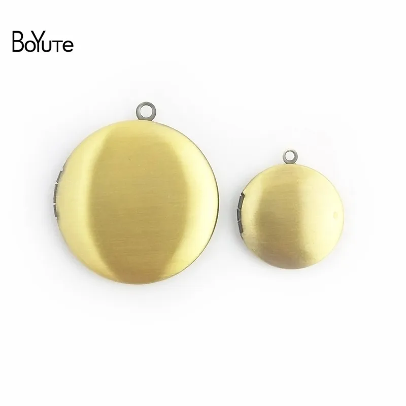 BoYuTe 10Pcs 7 Colors Plated Metal Copper Round 32MM 20MM Glossy Pendant Locket Diy Photo Locket Charms (3)