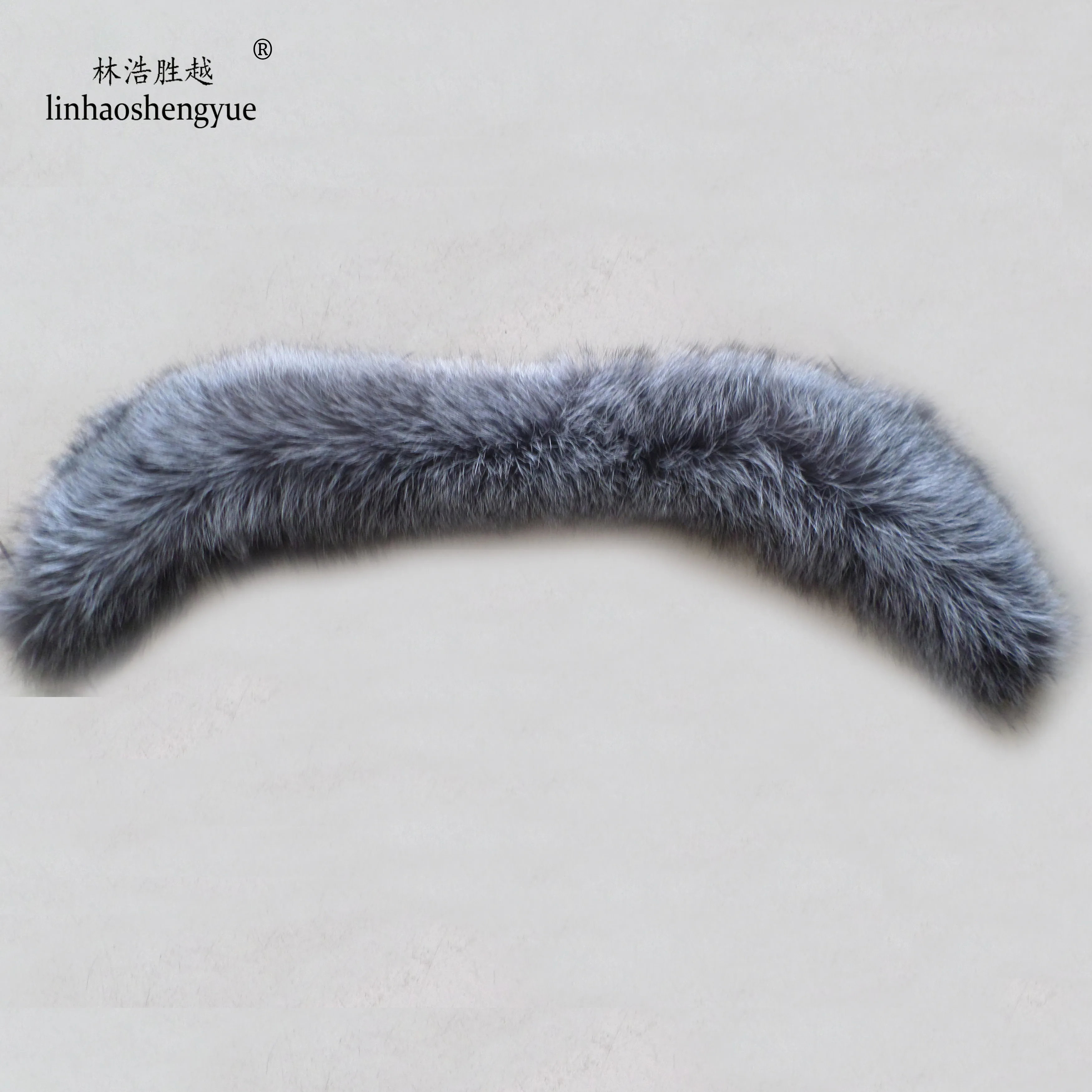 Linhaoshengyue 80 см воротник из меха серебристой лисы с длинными рожками