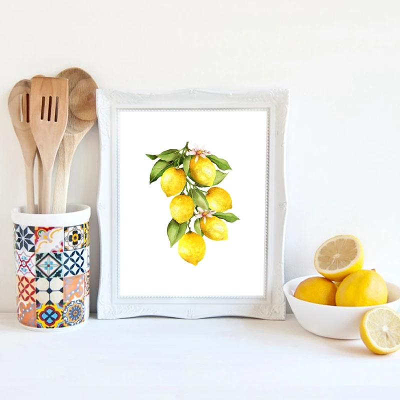 Lemon Canvas Oil Painting Prints Kitchen Wall Art Decor Lemon On The Branch Fruit Pictures Home Room Wall Decoration Poster Painting Calligraphy Aliexpress