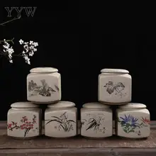 Керамическая чайная коробка, банка с китайским чаем, контейнер, квадратная коробка для хранения конфет для кофе, керамическая чайная банка, чайная посуда