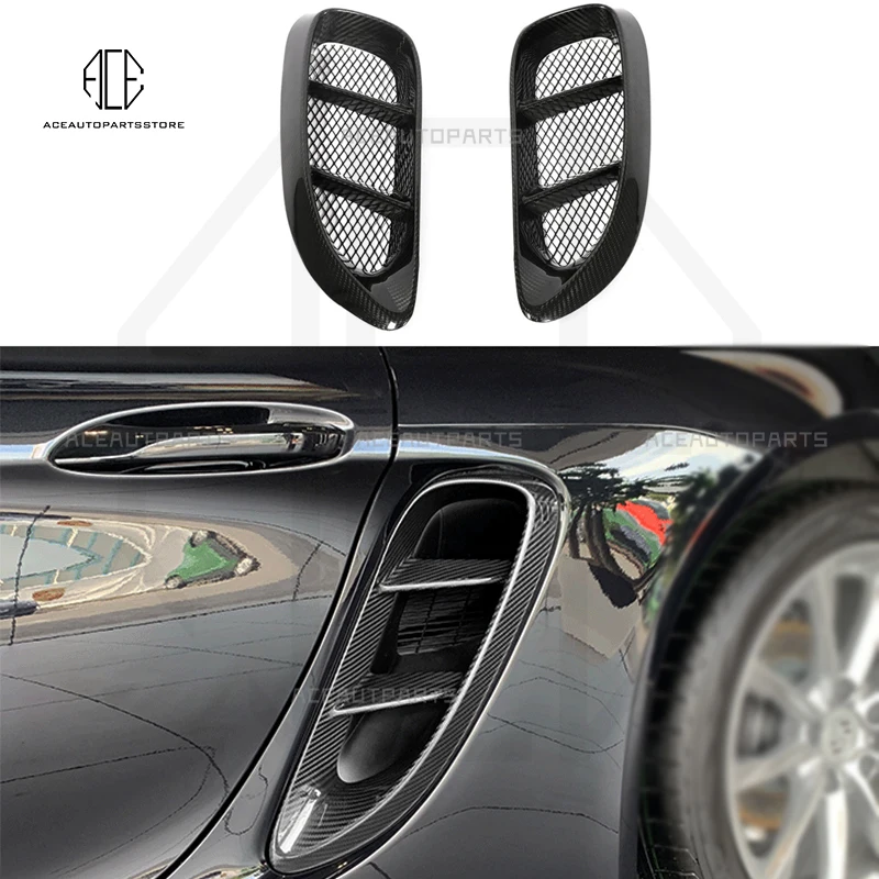 

Full Carbon Fiber Side Fender Air Vent Cover Air Inlet Cover Decor Trim For-Porsche 718 Boxster Cayman 2016-2020
