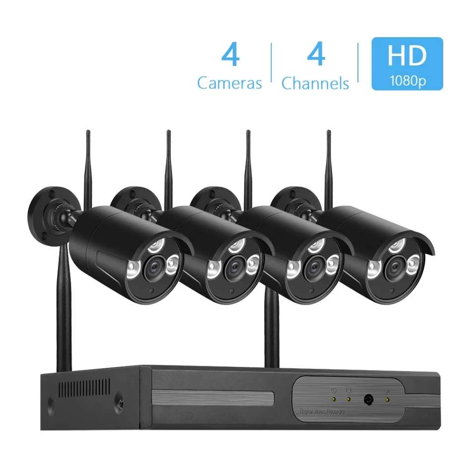 8/4CH 1080P Беспроводной CCTV Системы Wi-Fi NVR Наборы 4/2 шт. 1080P 2MP Беспроводной IP Камера Поддержка дистанционного Управление системы видеонаблюдения - Цвет: 4CH 4Cam style2