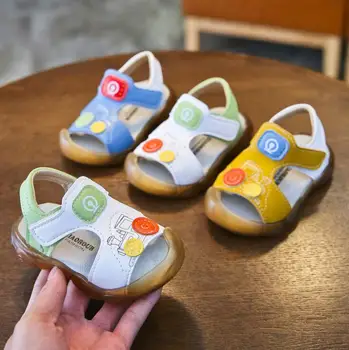 

Summer Cartoon Baby Sandals Closed Toe Soft Leather Baby Boys Sandals Infant Toddler Shoes Beach Sandal for Kids