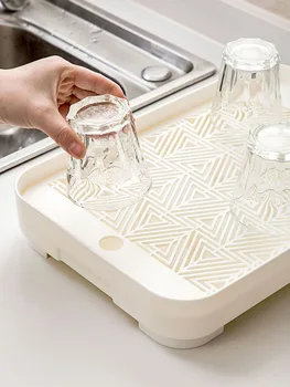 

Multifunctional Double-layer Tea Tray Plastic Rectangular Drain Plate Creative Kitchen Cups Organiser Dish Racks Cn(origin)