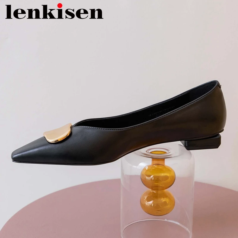 Новые летние туфли Lenkisen из натуральной кожи с маленьким квадратным носком на