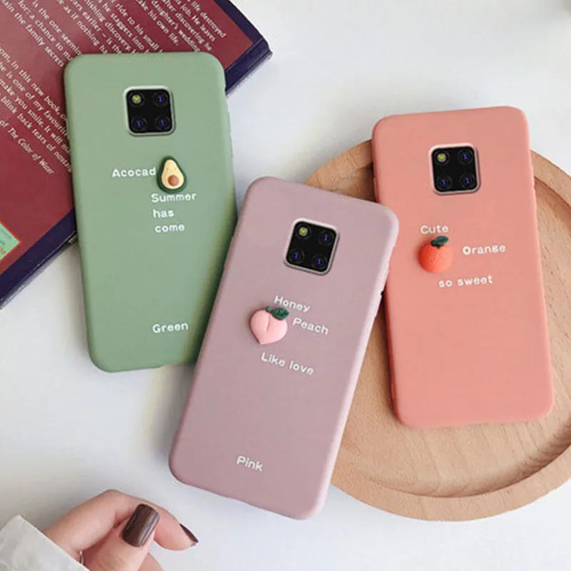 

3D Candy Color Avocado Fruit Case For Huawei P20 P30 Mate 20 10 Lite Pro Honor 8X 9X 10 10i 20i 20 7X 8A 8C Silicone Case Matte