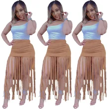 Новое поступление, хаки, длинная юбка до щиколотки с кисточками, сексуальная женская юбка с высокой талией, прямая юбка, вечерние женские юбки для ночного клуба MS6156