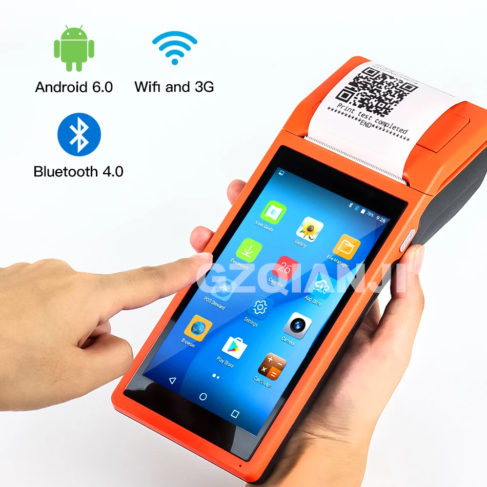 

Android Wifi POS PDA Terminal 1D Barcode Scanner Reader Printer 58mm Thermal Receipt Bluetooth Rugged handheld Terminal Systems