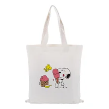 Милая Холщовая Сумка-тоут с рисунком собаки из мультфильма, индивидуальный принт, текстовый логотип, сделай сам, ежедневное использование, Экологичная многоразовая сумка, перерабатываемая сумка для покупок