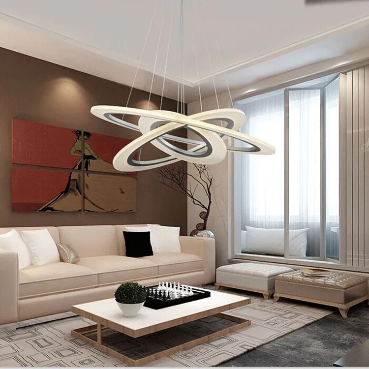 

Modern Led Acrylic Rings Pendant Light Lamparas De Techo Home Lighting For Dining Room Ac85-260v Suspension Luminaire Lights