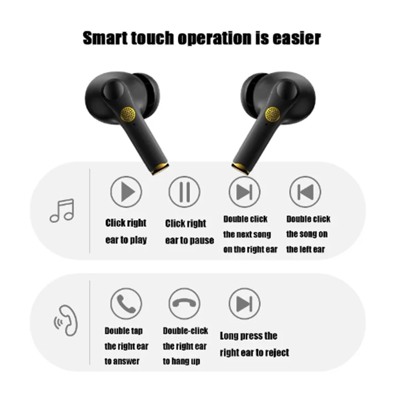 XG46 Bluetooth Earphone ANC Active Noise Cancelling Wireless Headphones Stereo Earbuds Gaming Headsets With Mic Charging Case
