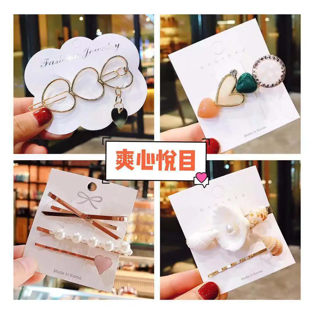 

2019 Ins Fashion 4 Sets Women Girls Elegant Pearls Hair Clips Sweet Headwear Hairpins Bangs Clip Women Girl Hair Accessories