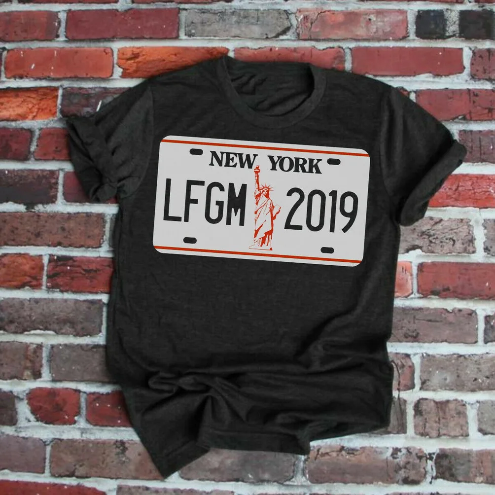Нью Йорк Lfgm 2019 унисекс черная футболка с принтом на заказ футболка|Футболки| |