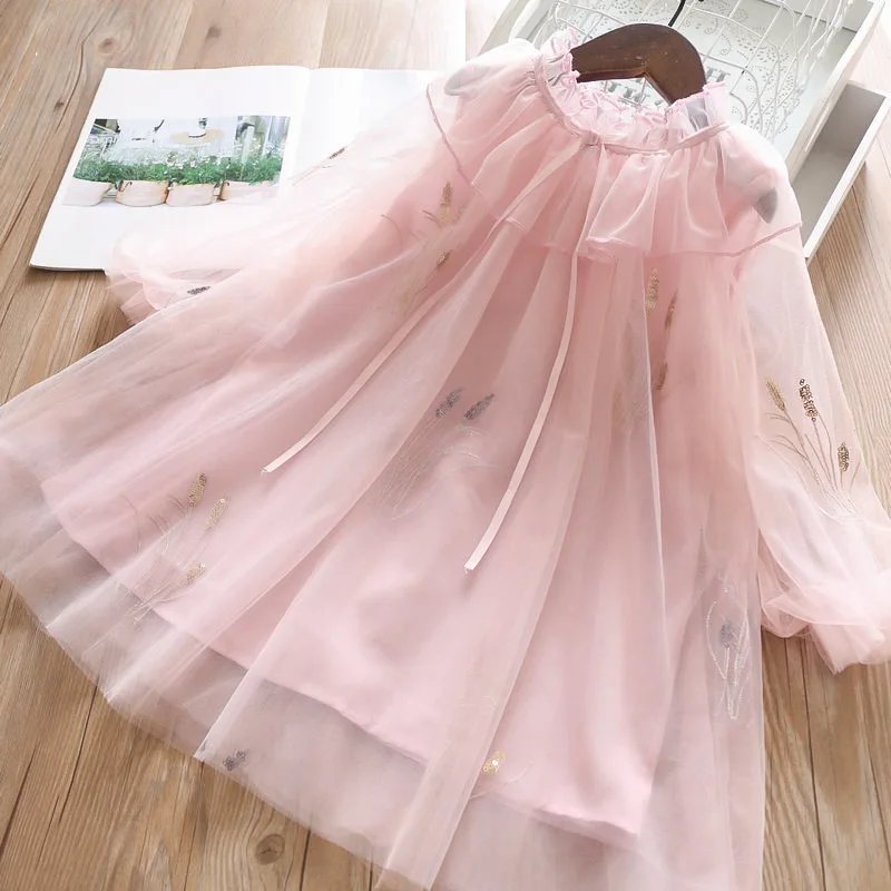 Весеннее платье с вышивкой для девочек; детская одежда;