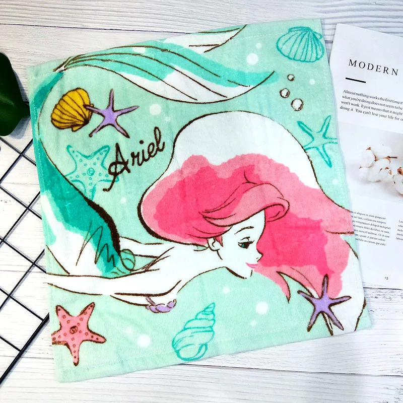  Orders Exported to Japan Pure Cotton Children Handkerchief Small Square Towel Mermaid Printed Kinde