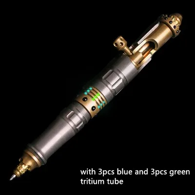 with 6pcs tritium Gun Tactical Pen Titanium Brass Outdoor Portable Writing Self-defense Broken Window Multifunction EDC - Цвет: with 6pcs tritium