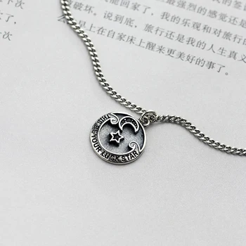 

925 Silver Coin Necklace Minimalism Jewelry Punk Chocker Kolye Vintage Bijoux Femme Collier Necklace for Women Boho Pendants