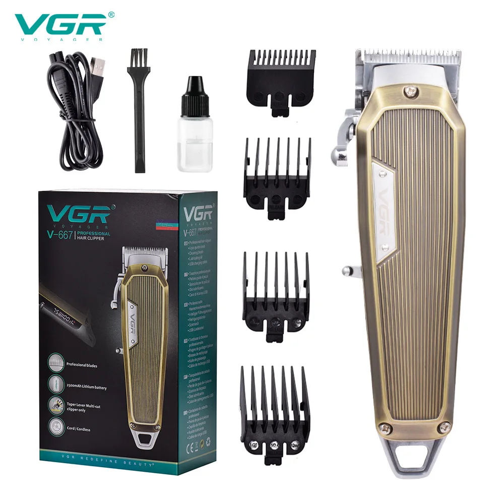 VGR 667 Electric Hair Clipper Professional Personal Care Barber Trimmer For Men Cordles Shaver Rechargeable Haircut VGR V-667 6