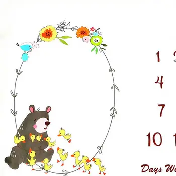 

Monthly Baby Milestone Blanket Newborn Photo Background Props Reusable Infant Baby Swaddling Blanket for Photography
