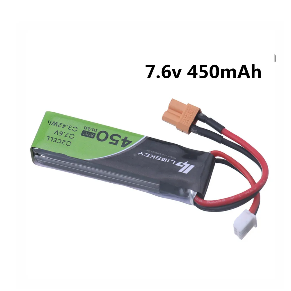 Batteria Lipo 450Mah 2S 7.6V 80C/160C Con Spina Xt30 Per Iflight Cinebee Cine Whoop Betafpv Fpv Racing Drone
