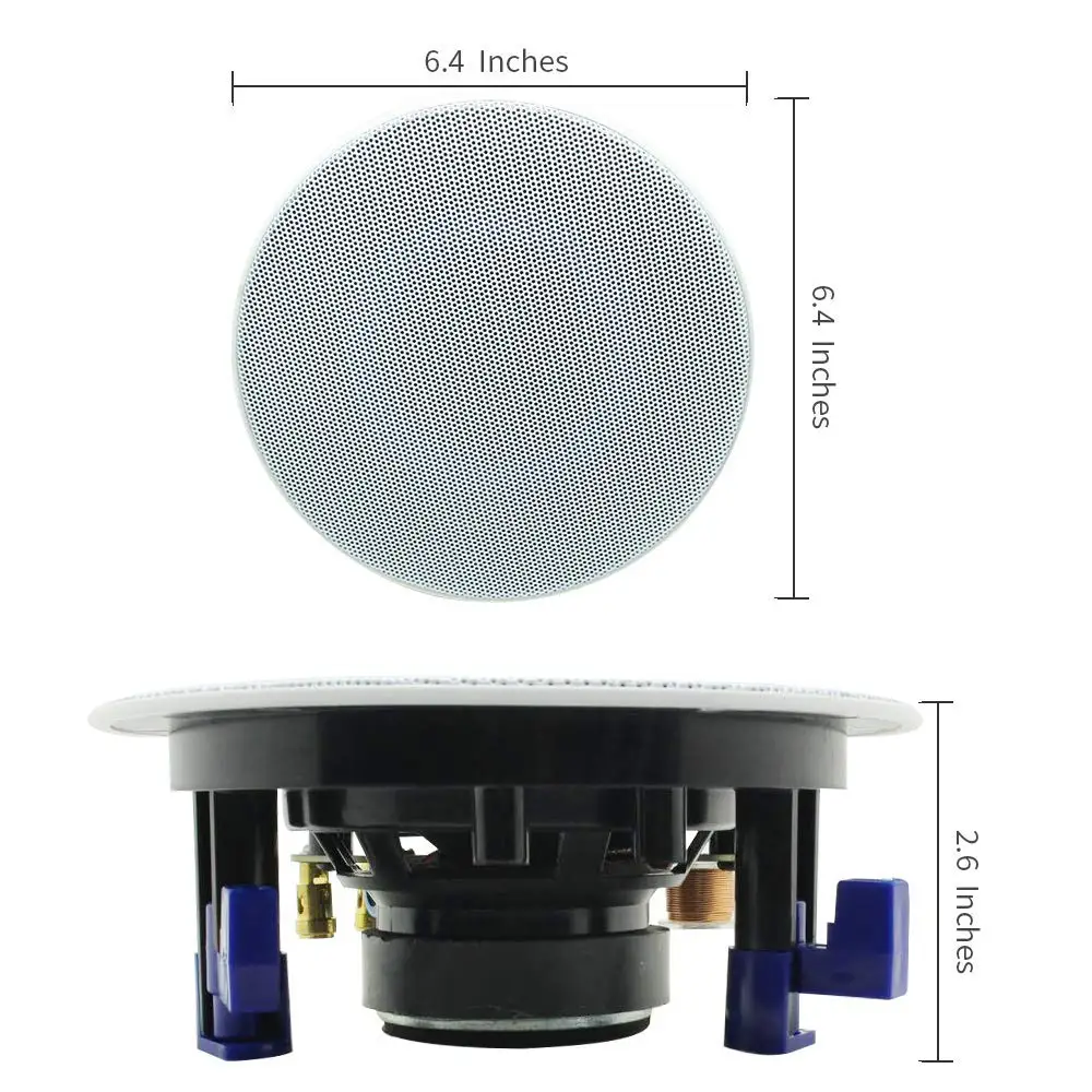 US $134.62 Herdio 4 Inch 160 Watts 2Way Flush Mount InWall InCeiling 2Way Home Audio Speaker System For Bathroom Kitchen Home 3 Pair
