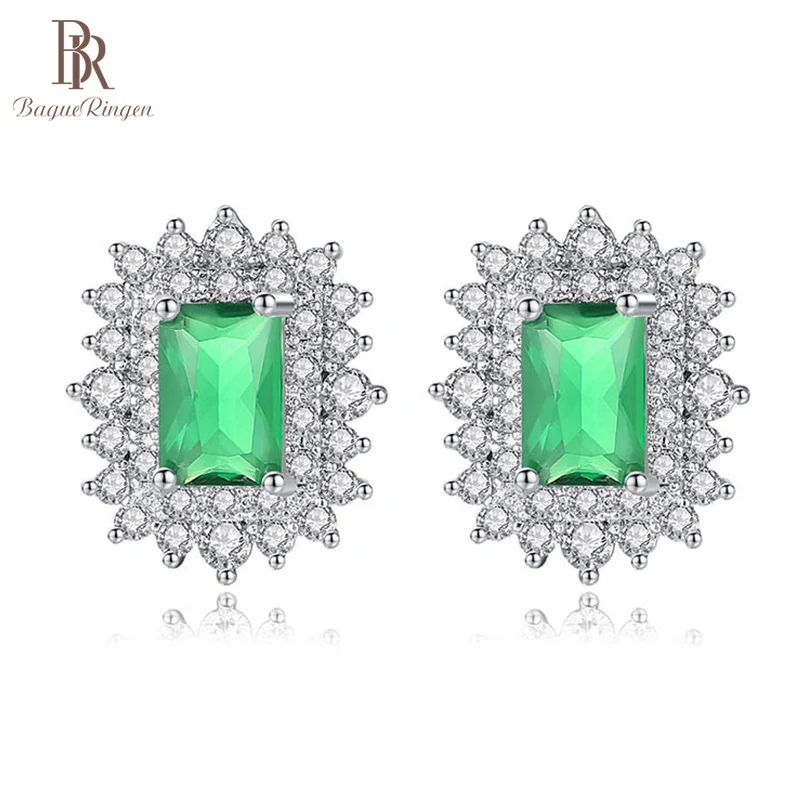 Женские классические серьги-гвоздики Bague Ringen серебряные ювелирные изделия 925