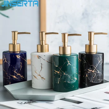 

JINSERTA Marbled Ceramic Soap Dispenser Press Sub-Bottle Luxury Home Hotel Bathroom Hand Sanitizer Shampoo Body Wash Bottle