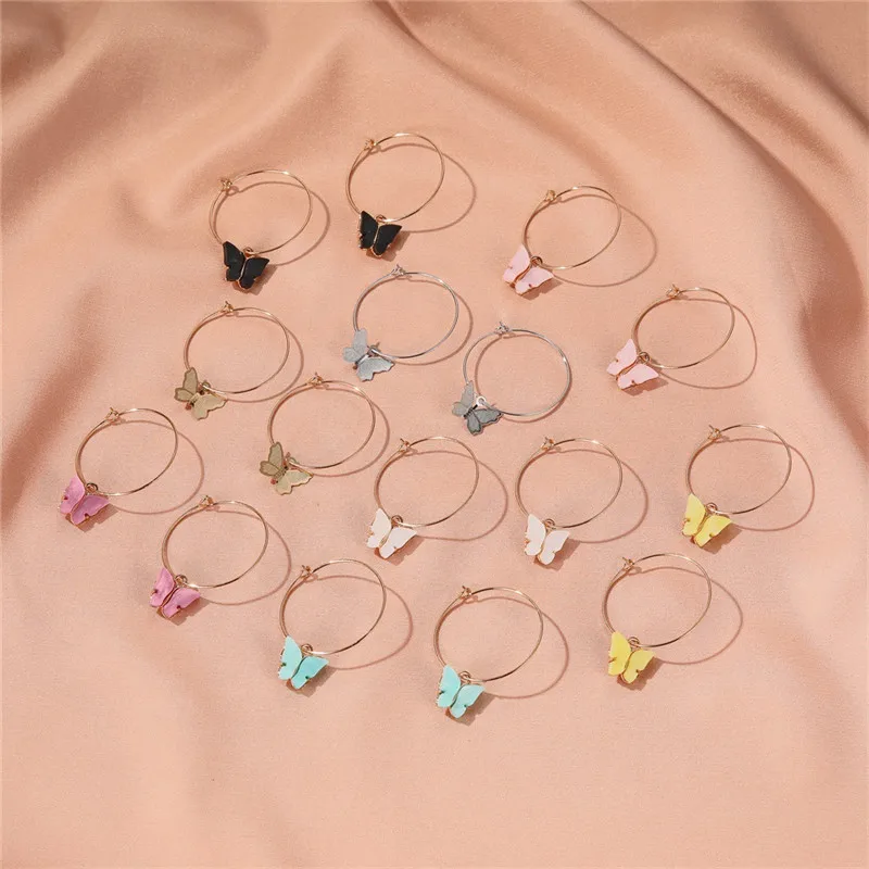 Orecchini a farfalla in acrilico Color oro Modyle per donna orecchini a goccia stile Street moda coreana orecchini pendenti regali gioielli