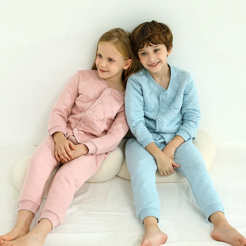 best nightgowns Kids Pajama Autumn Winter Warm Boys Girls' Sleepwear Clothes Toddler Night Wear Suit Thickened Cotton Children's Homewear Set cheap cotton nightgown