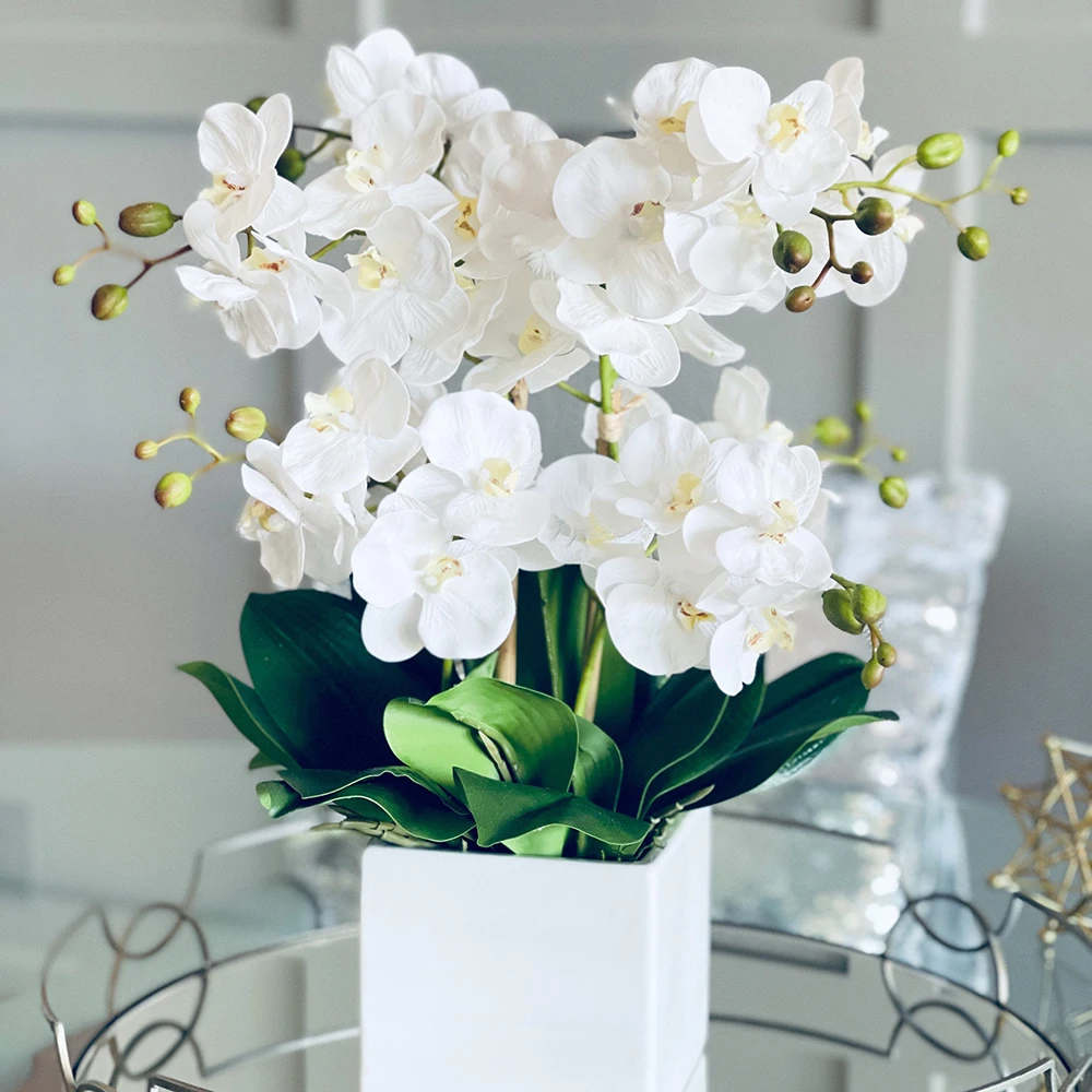 Flower Home Phalaenopsis Bouquets Fake Flowers Orchid Butterfly Artificial Decor 