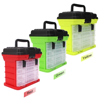 

Water Resistant Fishing Tackle Box with 4 Fishing Boxes Fishing Tackle Storage Trays with Secure Locking Latch Removable Divider