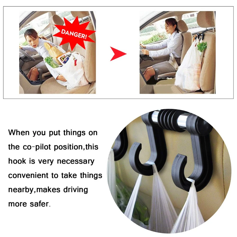2 pcs Clothes Bag Hanger Universal Car Headrest Hanger Car Hanger