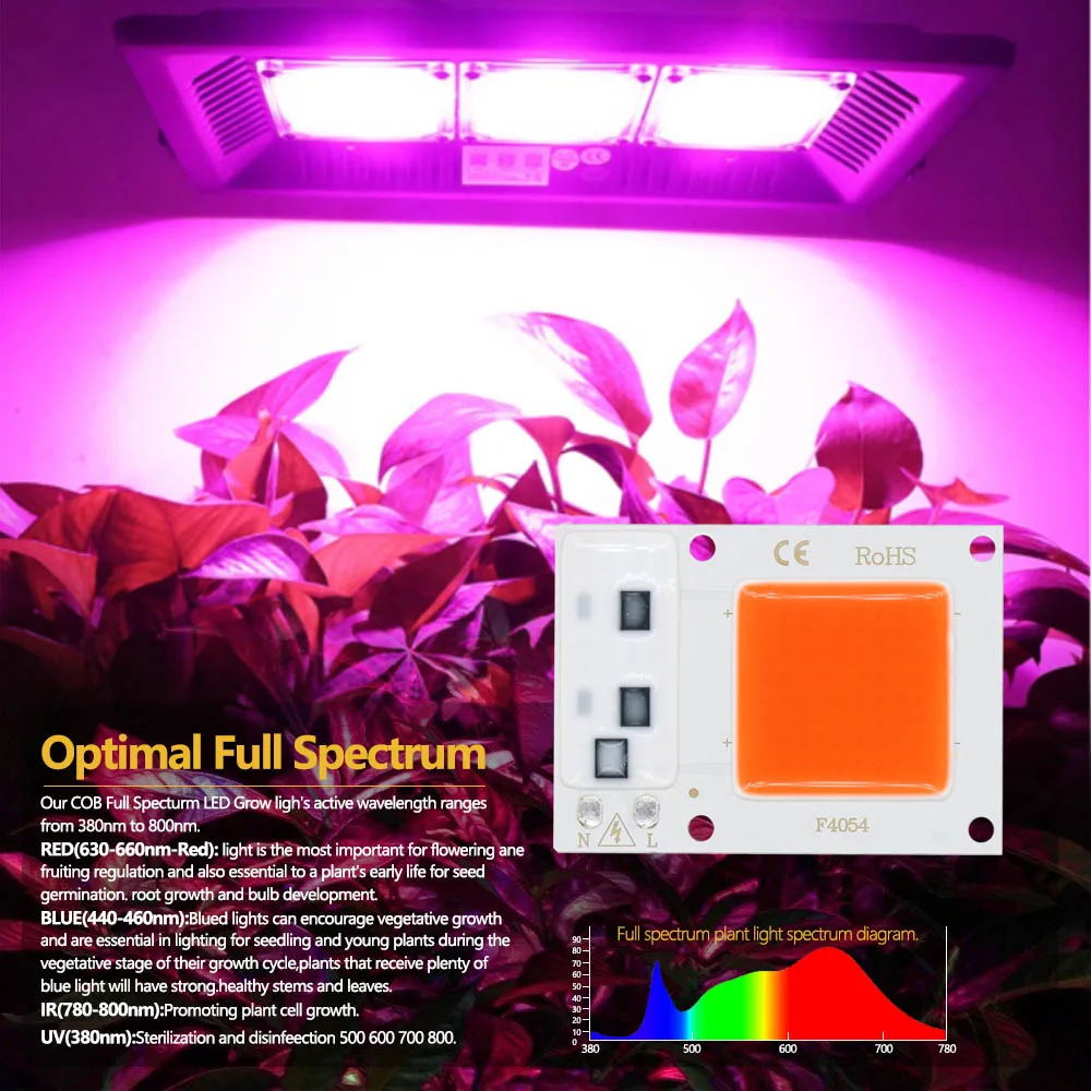 LED COB Grow Chip Phyto Lamp Full Spectrum No Need Driver AC220V 10W 20W 30W Smart IC For Indoor Garden greenhouse Growth Light
