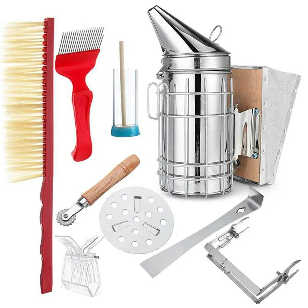 Catch Brush Practical Scraper Tools Durable Beekeeping Accessories Bee Heat Shield Stainless Steel Hive Smoker Kit Protection