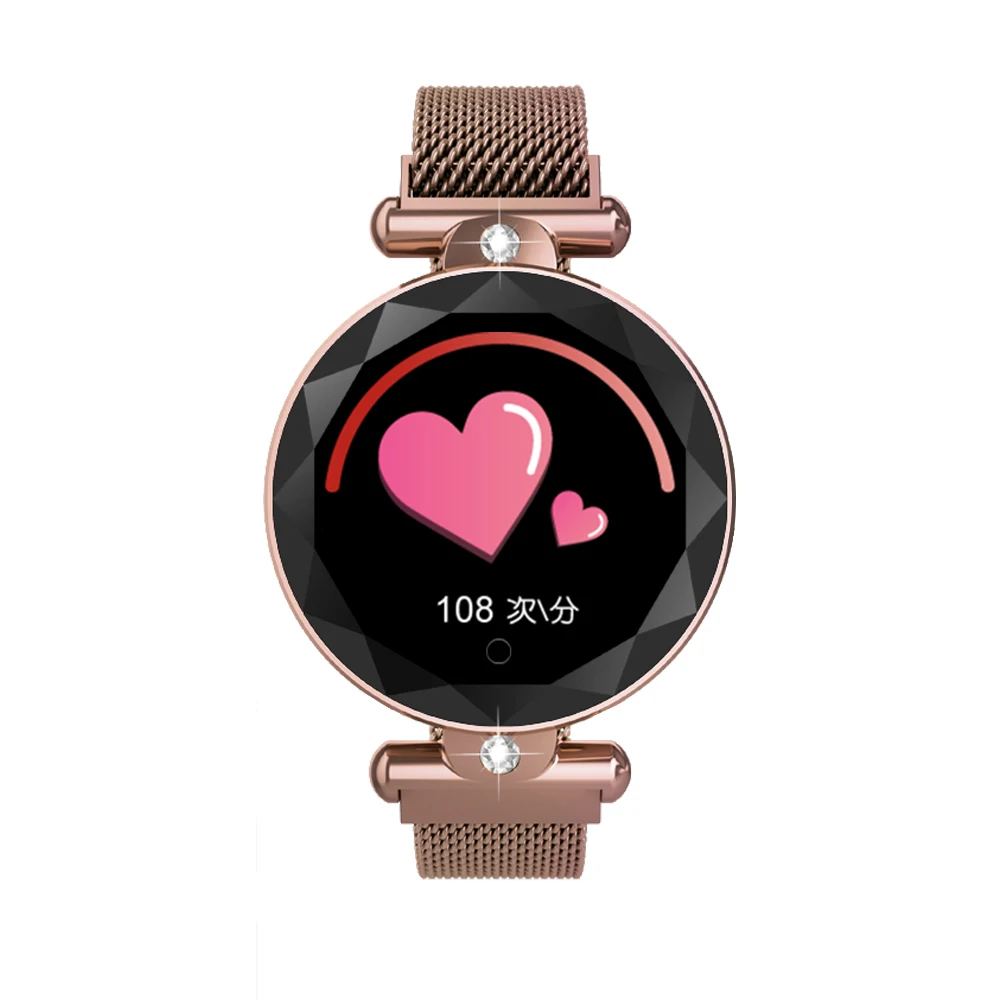 gold GIAUSA Для женщин модные часы Smart Watch алмазный отрезной монитор сердечного ритма крови Давление Фитнес трекер подарок часы для леди - Цвет: gold