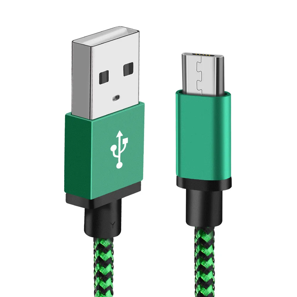 Olnylo Micro USB кабель для быстрой зарядки и оплетенный провод для Samsung S7 huawei Xiaomi Redmi Note 5 Android Microusb телефонных кабелей - Цвет: Green Micro USB