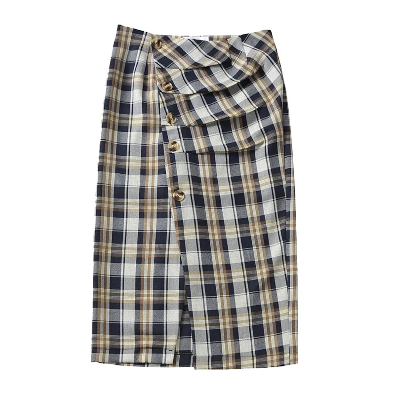 Возможно, U плед кнопка длина выпрямленного колена Сплит Империя Осень Зима Повседневная S0186