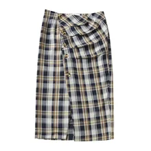 Возможно, U плед кнопка длина выпрямленного колена Сплит Империя Осень Зима Повседневная S0186