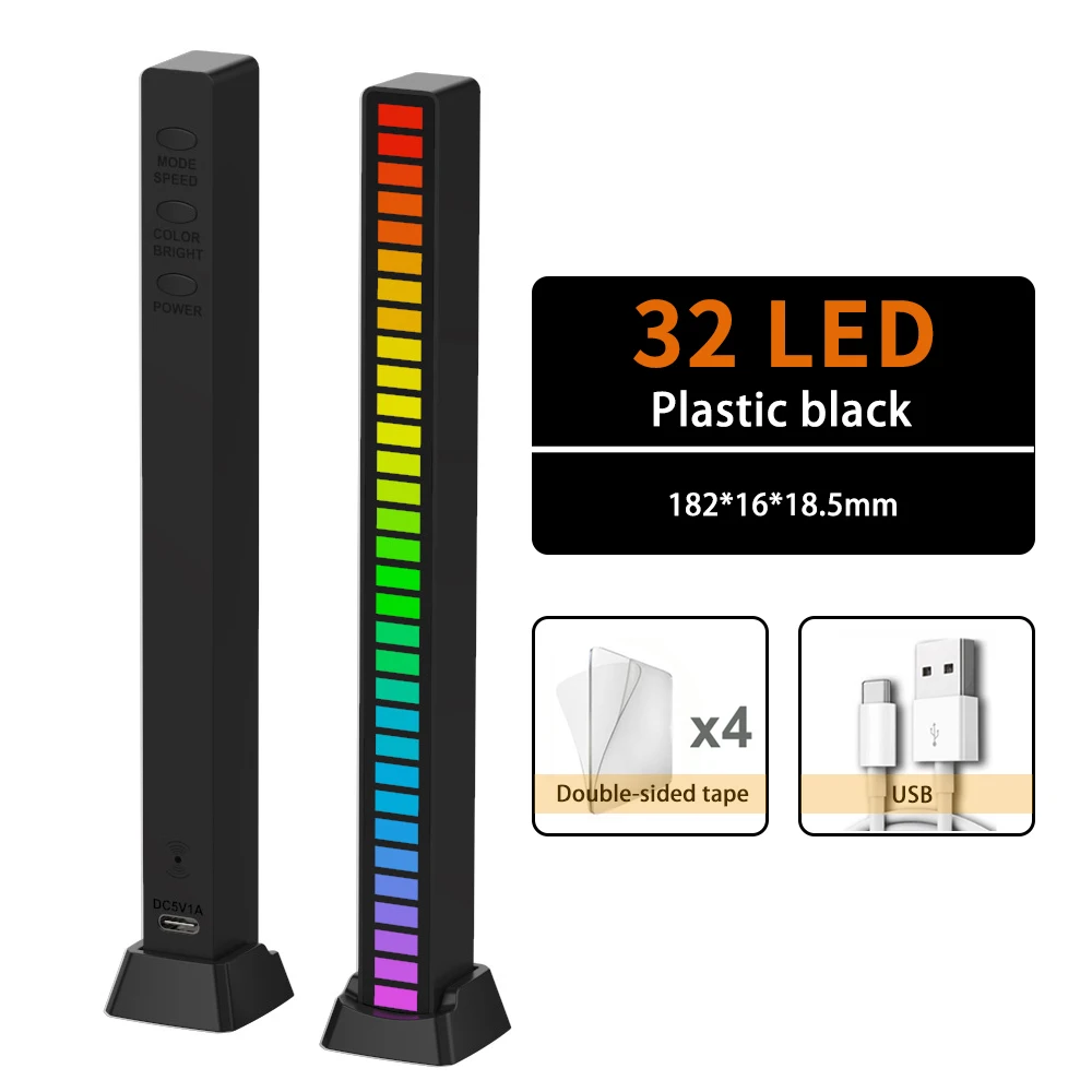 LED Music Sound Control Pickup RGB Strip Light Rhythm Backlight Colorful Nightlight For Atmosphere Lamp Audio Bar Car Game Decor night light for bedroom Night Lights