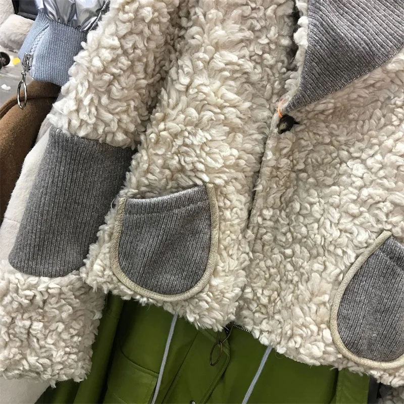 Куртка из овечьей шерсти, женское короткое пальто из овечьей шерсти, новинка, Осеннее и зимнее женское теплое пальто, уличная верхняя одежда