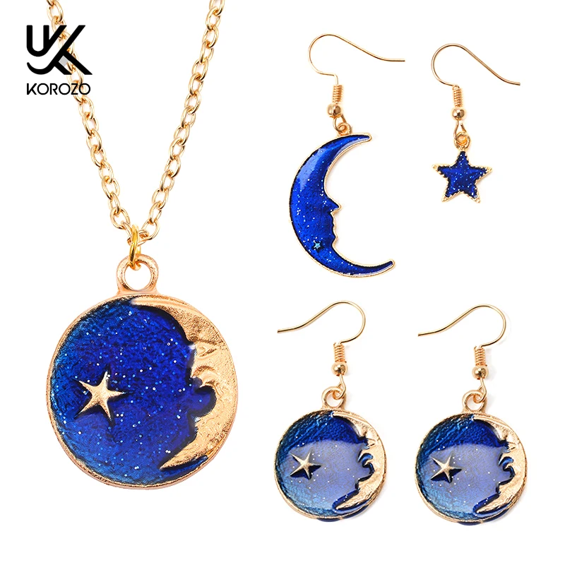 Горячая Распродажа модные голубые космические вселенные серьги в виде Луны и