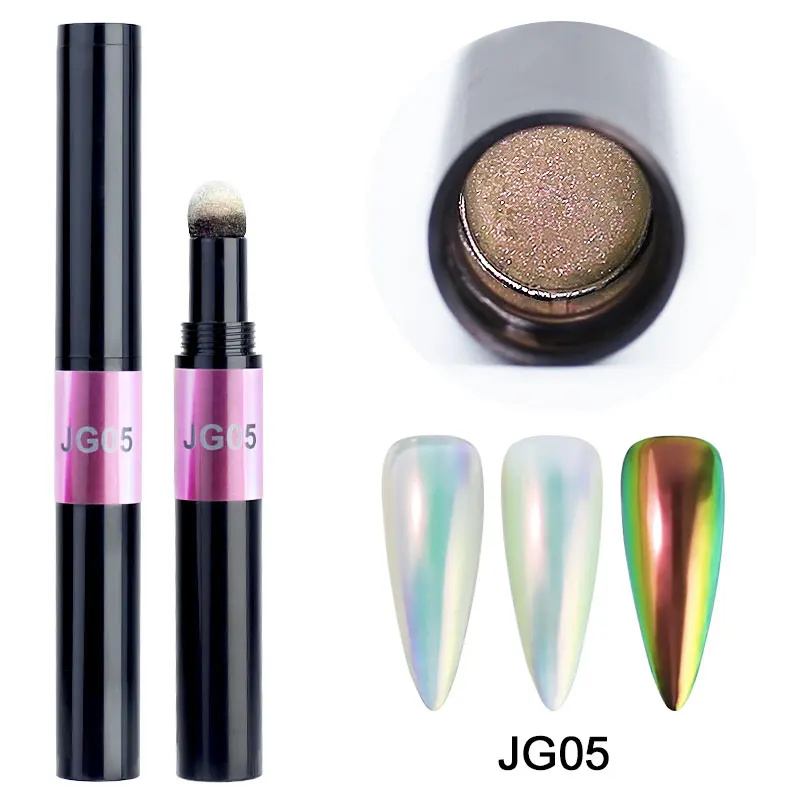 Arte Clavo Air Cushion Magic Powder Pen Mirror UV Gel Chrome Nail Art Glitter Holographic Effect Auroras UV Gel Magic Powder Pen