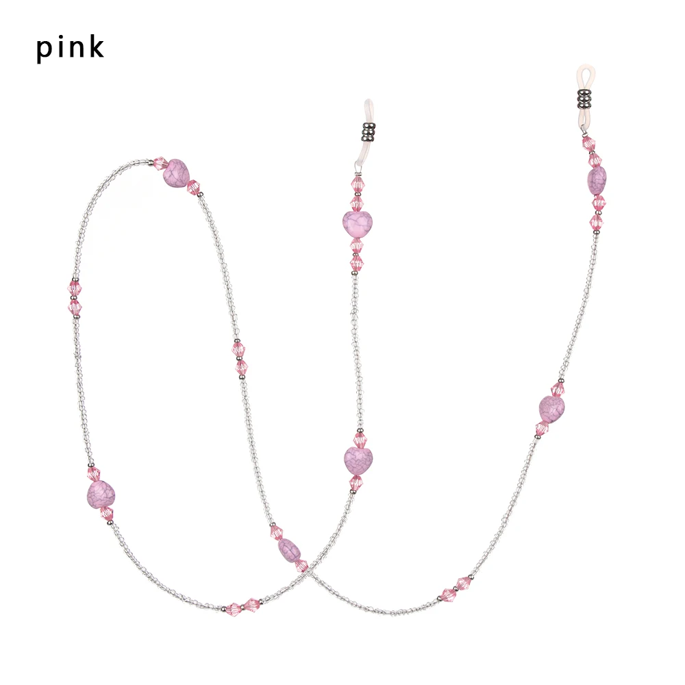 pink 1 шт. 70 см бусины в форме сердца цепочка для очков прелестные модные туфли спортивные очки для занятий на открытом воздухе веревка Для женщин Шарм Красочные очки с эластичной лентой - Цвет: pink