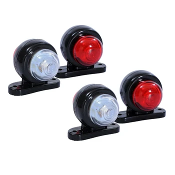

4X Red White Corner Side Marker LED Lights Outline Lamp Truck Trailer Van Bus 12-24V