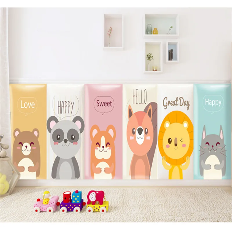 Cartoon rabbit pattern bedside soft bag kids room crash tatami bumper foam wall sticker for | Дом и сад