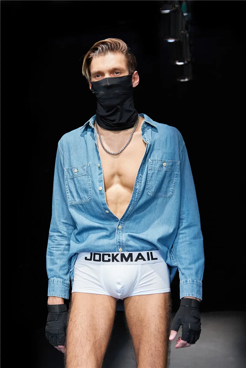 Jockmail, боксеры, мужское нижнее белье, с мешочком для пениса, Большой U выпуклый, сексуальные трусы, одноцветные, белые, для геев, нижнее белье, Слип, homme, хлопковые, мужские трусики