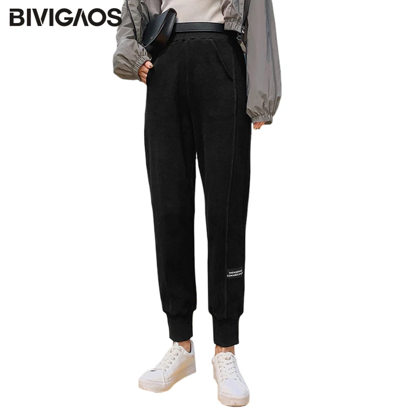 BIVIGAOS 2019 новые осенние хлопковые трикотажные женские спортивные брюки с