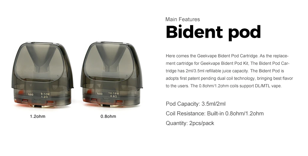 Geekvape Bident Pod картридж 2 шт./упак. 2 мл/3,5 мл Ёмкость электронная сигарета Pod для Bident Vape Pod Комплект