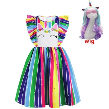 

Summer Unicorn Kids Halloween Unicorn Cosplay Rainbow Costume Children Unicorn Party Little Girl Kids Clothes Vestidos new 2020